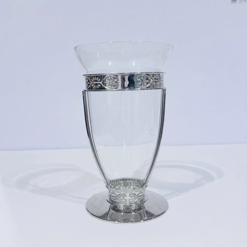 Vintage FTD Silver Plated Clear Glass 9